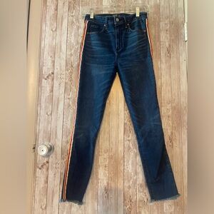 Abercrombie Simone high rise ankle jeans size 2 / 26 rainbow stripes raw hem